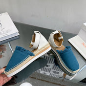SEE BY ESPADRILLES SANDAL IN CERULEAN BLUE FABRIC AND WHITE CALFSKIN