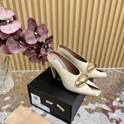 ALAIA AZZEDINE HIGH HEELS IN  BEIGE CREAM CALFSKIN WITH GOLD HARDWARE
