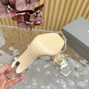 WHITNEY 10 CM SANDAL IN SILVER CALFSKIN