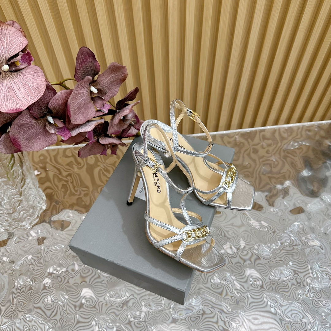 WHITNEY 10 CM SANDAL IN SILVER CALFSKIN