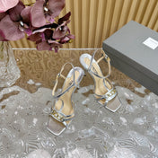 WHITNEY 10 CM SANDAL IN SILVER CALFSKIN