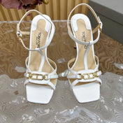 WHITNEY 10 CM SANDAL IN WHITE CALFSKIN