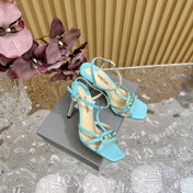 WHITNEY 10 CM SANDAL IN SKY BLUE CALFSKIN