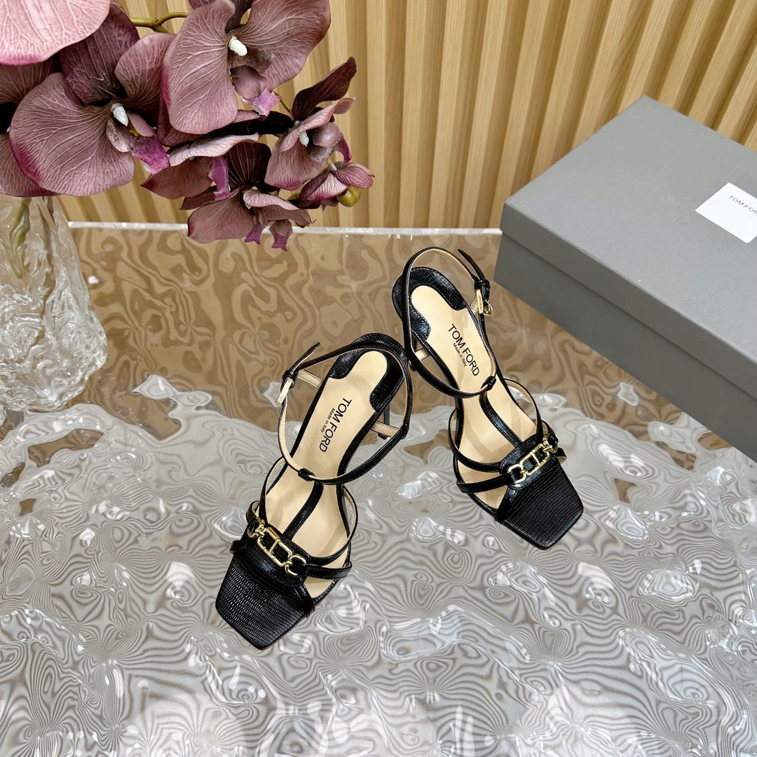 WHITNEY 10 CM SANDAL IN BLACK CALFSKIN