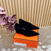 HM 25S HIGH-HEEL WEDGE SHOES 50 MM IN BLACK SUEDE