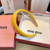 THICK HEADBAND IN YELLOW DIAGONAL LEATHER 425478