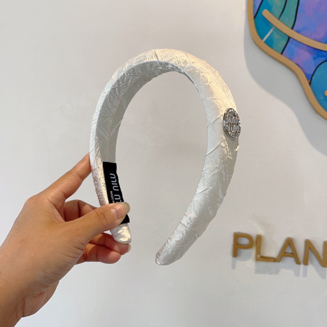 THICK HEADBAND IN WHITE FABRIC 432778