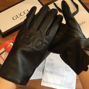 TOUCHSCREEN LAMBSKIN GLOVES BLACK WITH WOOL LINING 409346