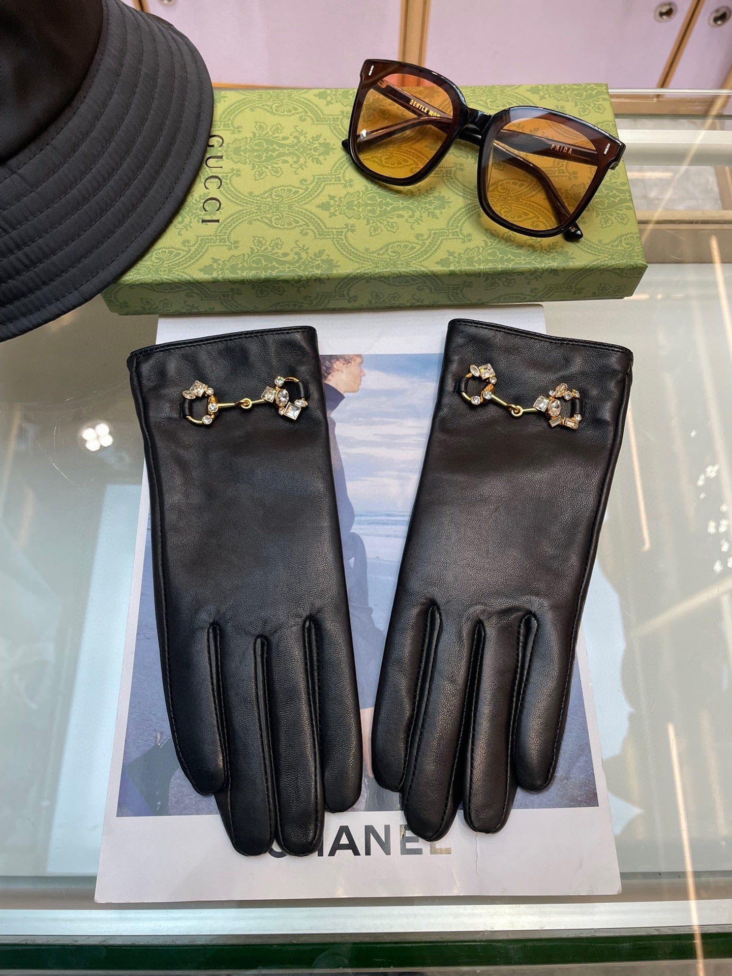HORSEBIT GLOVES IN BLACK LAMBSKIN WITH CASHMERE LINING 454592