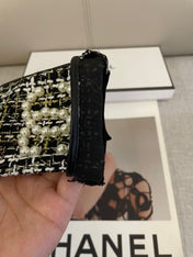 FINGERLESS GLOVES IN BLACK MIX WHITE WOOL TWEED 463847