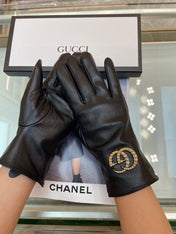 GLOVES IN BLACK LAMBSKIN AND FLEECE LINING 465050