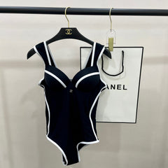 CC BIKINI SWIMSUIT SET IN BLACK AND WHITE TRIM 622172