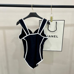 CC BIKINI SWIMSUIT SET IN BLACK AND WHITE TRIM 622172