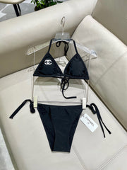 CC BIKINI SWIMSUIT SET IN BLACK EMBROIDERED LOGO 624564