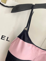 SWIMSUIT IN BLACK AND PINK HORIZONTAL STRIPES 626019