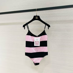 SWIMSUIT IN BLACK AND PINK HORIZONTAL STRIPES 626019