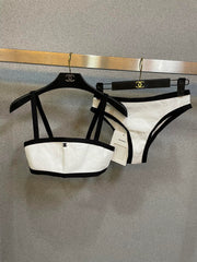 HIGH NECK SWIMSUIT IN WHITE AND BLACK TRIM 627830