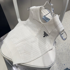 POLO TANK TOP 638007 IN WHITE COTTON RIBBED KNIT