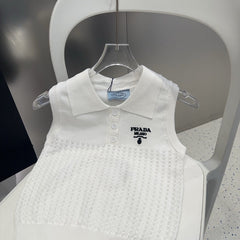 POLO TANK TOP 638007 IN WHITE COTTON RIBBED KNIT