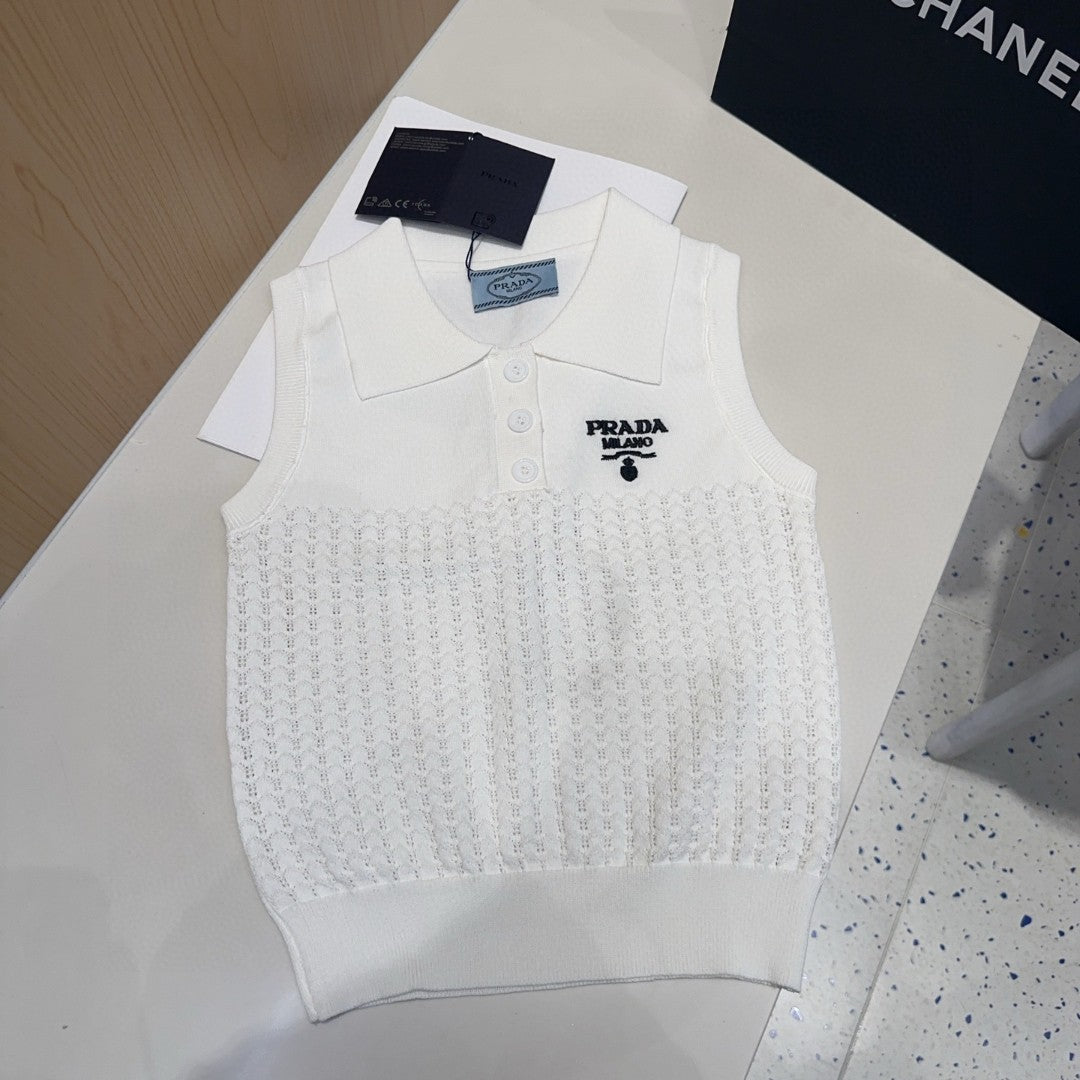 POLO TANK TOP 638007 IN WHITE COTTON RIBBED KNIT