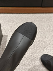 CC SHORT BOOTS IN BLACK LAMBSKIN AND FABRIC