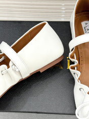 ALAIA 26S MARY JANE FLATS IN WHITE LAMBSKIN WITH BOW