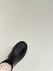 D-MAJOR BOOT TAUPE AND BLACK TECHNICAL FABRIC AND BLACK CALFSKIN