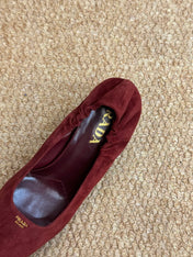 PRADA 26S POINTED TOE PUMPS 50MM IN DARK RED SUEDE