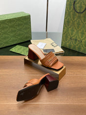 GG SIGNORIA SLIDE SANDAL CARAMEL DENIM