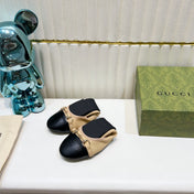 GG BALLET SUPER SLIM BUCKLE BLACK AND CREAM LAMBSKIN