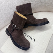 BOTTEGA VENETA 26S ANKLE BOOTS IN DARK BROWN SUEDE WITH ROPE DETAIL