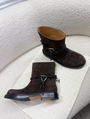 BOTTEGA VENETA 26S ANKLE BOOTS IN DARK BROWN SUEDE WITH ROPE DETAIL