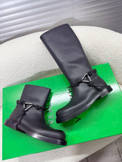 BOTTEGA VENETA 26S ANKLE BOOTS IN BLACK CALFSKIN WITH ROPE DETAIL