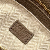 LOEWE 25S PUZZLE EDGE BAG 18 IN WALNUT BROWN CALFSKIN GOLD HARDWARE