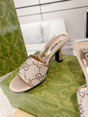GG CRYSTALS HIGH SANDAL CREAM CANVAS