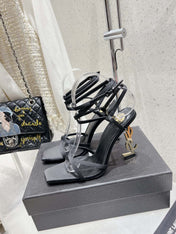 HIGH-HEEL 85 MM SANDAL MULE IN BLACK SILK