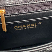 CHANEL 25S FLAP BAG 19 IN BLACK CALFSKIN GOLD HARDWARE