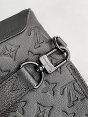 DUO CROSSBAG BAG 42 IN BLACK EMBOSSED CALFSKIN