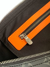 LV 25S KEEPALL 45 WITH SHOULDER STRAP IN BLACK ORANGE COATED MONOGRAM ECLIPSE CANVAS AND CALFSKIN