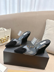 ALAIA 26S HIGH-HEEL WEDGE MULES 95 MM IN BLACK SUEDE