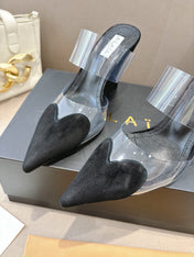 ALAIA 26S HIGH-HEEL WEDGE MULES 95 MM IN BLACK SUEDE