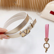 Gold Vlogo and Silver Hardware Buckle Gold White Calfskin 20mm