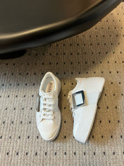 VIV' SKATE SNEAKERS IN WHITE SMOOTH CALFSKIN SILVER BUCKLE