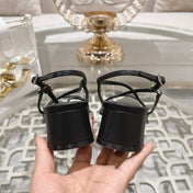 HIGH SANDAL 45MM IN BLACK LAMBSKIN