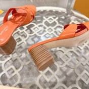 ISOLA HIGH 55 MM MULE IN VIVID ORANGE CALFSKIN