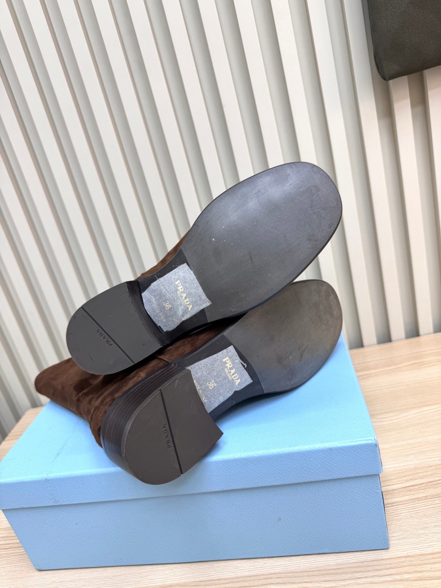 PRADA 25S LOW-CUT BOOTS IN DARK BROWN SUEDE