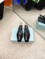 MARY JANE SLINGBACK SQUARE TOE IN BLACK PATENT SHEEPSKIN