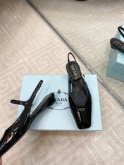 MARY JANE SLINGBACK SQUARE TOE IN BLACK PATENT SHEEPSKIN