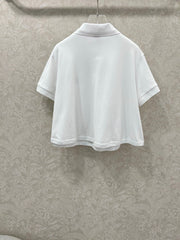LOEWE OVERSIZED CROPPED POLO SHIRT WITH EMBROIDERED LOGO IN WHITE