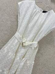 LV WHITE SLEEVELESS DRESS WITH BELT 269224